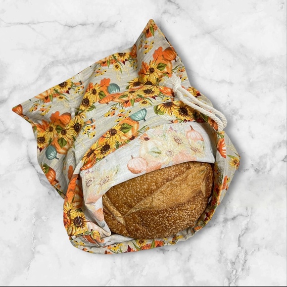 Thanksgiving Handmade Cotton Bread Bag + FREE Mason Jar Bonnet Included - Picture 1 of 12